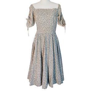 Vintage 1940s Pinup Peasant Floral Dress by Henry Rosenfeld